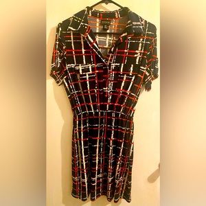 Size 10P Dark Blue Stripe Mini ENFOCUS Petite Dress